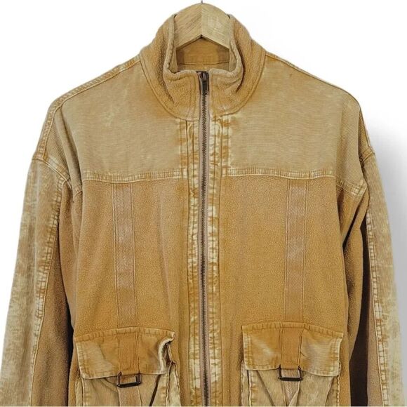 Forever 21 Reverse Terry and Distressed Corduroy Modern Diver Jacket Size Medium - Picture 2 of 6
